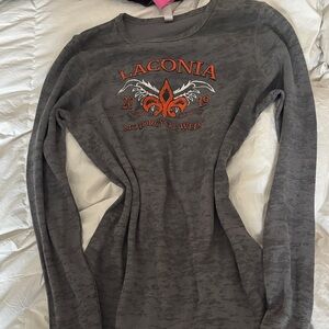 Gray Laconia Motorcycle Fleur De Lis Y2K Shirt